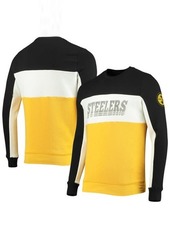 Men's Junk Food Black/Gold Pittsburgh Steelers Color Block Pullover Sweatshirt at Nordstrom