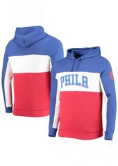 Men's Junk Food Blue/White Philadelphia 76ers Wordmark Colorblock Fleece Pullover Hoodie