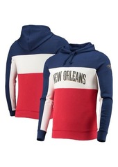 Men's Junk Food Navy/White New Orleans Pelicans Wordmark Colorblock Fleece Pullover Hoodie at Nordstrom