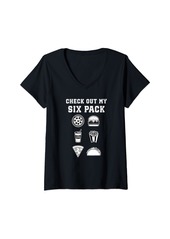 Womens Check Out My Six Pack Funny Junk Food Lovers V-Neck T-Shirt