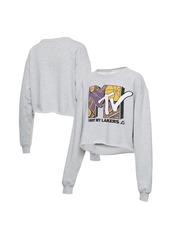 Junk Food Women's Heathered Gray Los Angeles Lakers Nba x Mtv I Want My Cropped Fleece Pullover Sweatshirt