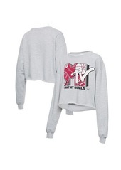 Women's Junk Food Heathered Gray Chicago Bulls NBA x MTV I Want My Cropped Fleece Pullover Sweatshirt