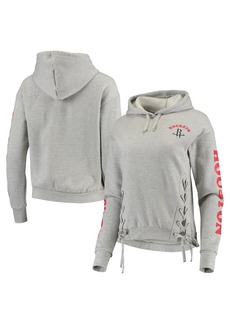 Women's Junk Food Heathered Gray Houston Rockets Laces Pullover Hoodie