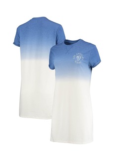Women's Junk Food Heathered Royal and White Los Angeles Rams Ombre Tri-Blend T-shirt Dress