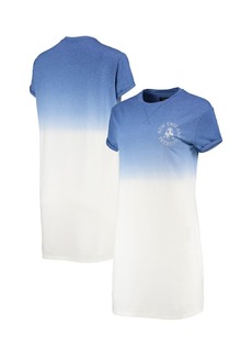Women's Junk Food Heathered Royal and White New England Patriots Ombre Tri-Blend T-shirt Dress