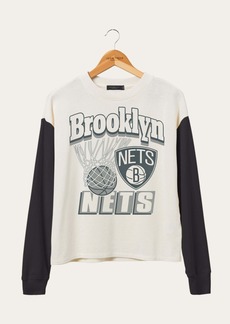 Junk Food Women's NBA Brooklyn Nets Contrast Long Sleeve Crew