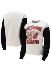 Junk Food Women's White and Black Miami Heat Contrast Sleeve Pullover Sweatshirt