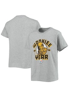 Youth Boys and Girls Junk Food Heathered Gray Pittsburgh Steelers Star Wars Wookie Of The Year T-shirt