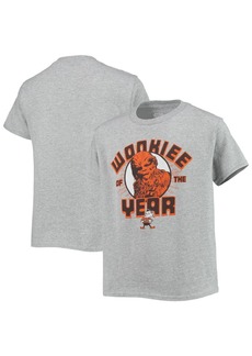 Youth Boys Junk Food Heathered Gray Cleveland Browns Star Wars Wookie Of The Year T-shirt