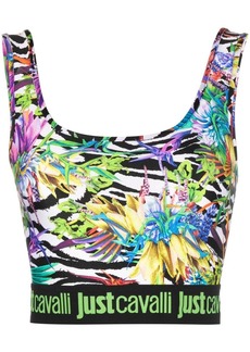 Just Cavalli floral and animal print cropped top