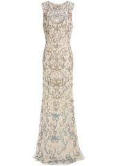 Just Cavalli Woman Open-back Embellished Tulle Gown Cream