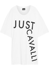 Just Cavalli Woman Oversized Printed Cotton-jersey T-shirt White