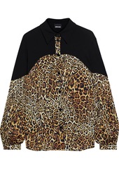 Just Cavalli Woman Paneled Leopard-print Satin-crepe Shirt Animal Print