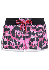 Just Cavalli Woman Perforated Leopard-print Jersey Shorts Pink