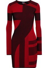 Just Cavalli Woman Ribbed Jacquard-knit Mini Dress Red