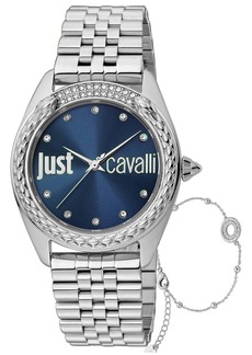 Just Cavalli Women's Glam Chic Snake Blue Dial Watch