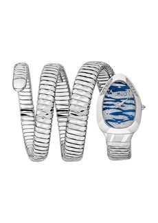 Just Cavalli Women's Signature Snake Blue Dial Watch