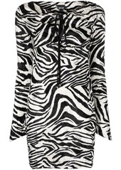 Just Cavalli keyhole-neck zebra-print dress