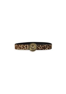 Just Cavalli Leopard Print Faux Fur & Leather Belt