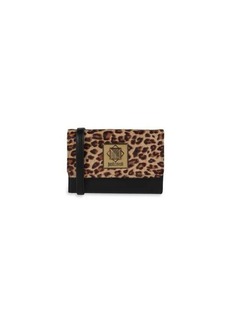 Just Cavalli Leopard Print Faux Fur Trim Crossbody Bag