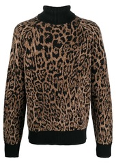 Just Cavalli leopard-print roll-neck jumper