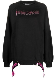 Just Cavalli logo print-embellished jersey-fleece sweatshirt