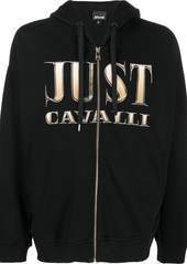 Just Cavalli logo-print zip-up hoodie