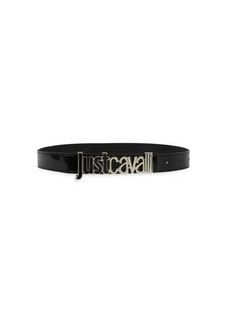 Just Cavalli Logo Slide Buckle Leather Belt