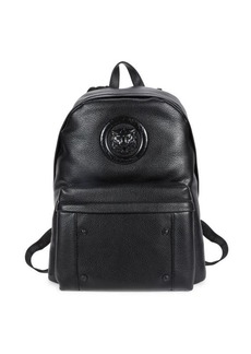Just Cavalli Logo Textured Leather Backpack