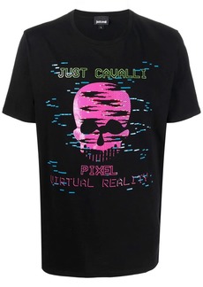 Just Cavalli Pixel Skull graphic T-shirt