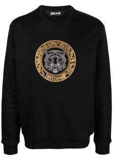 Just Cavalli rhinestone-embellished logo-print jumper