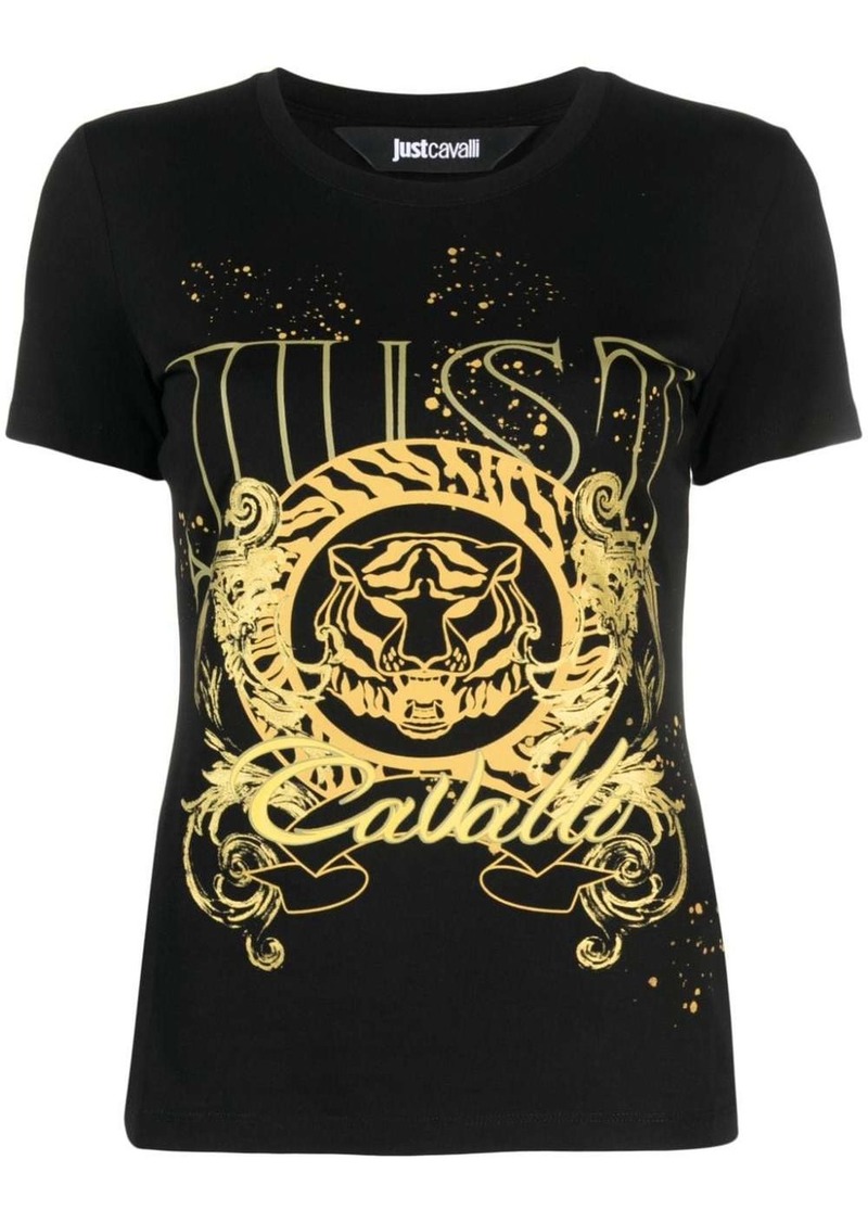 Just Cavalli Tiger Head-motif cotton T-shirt