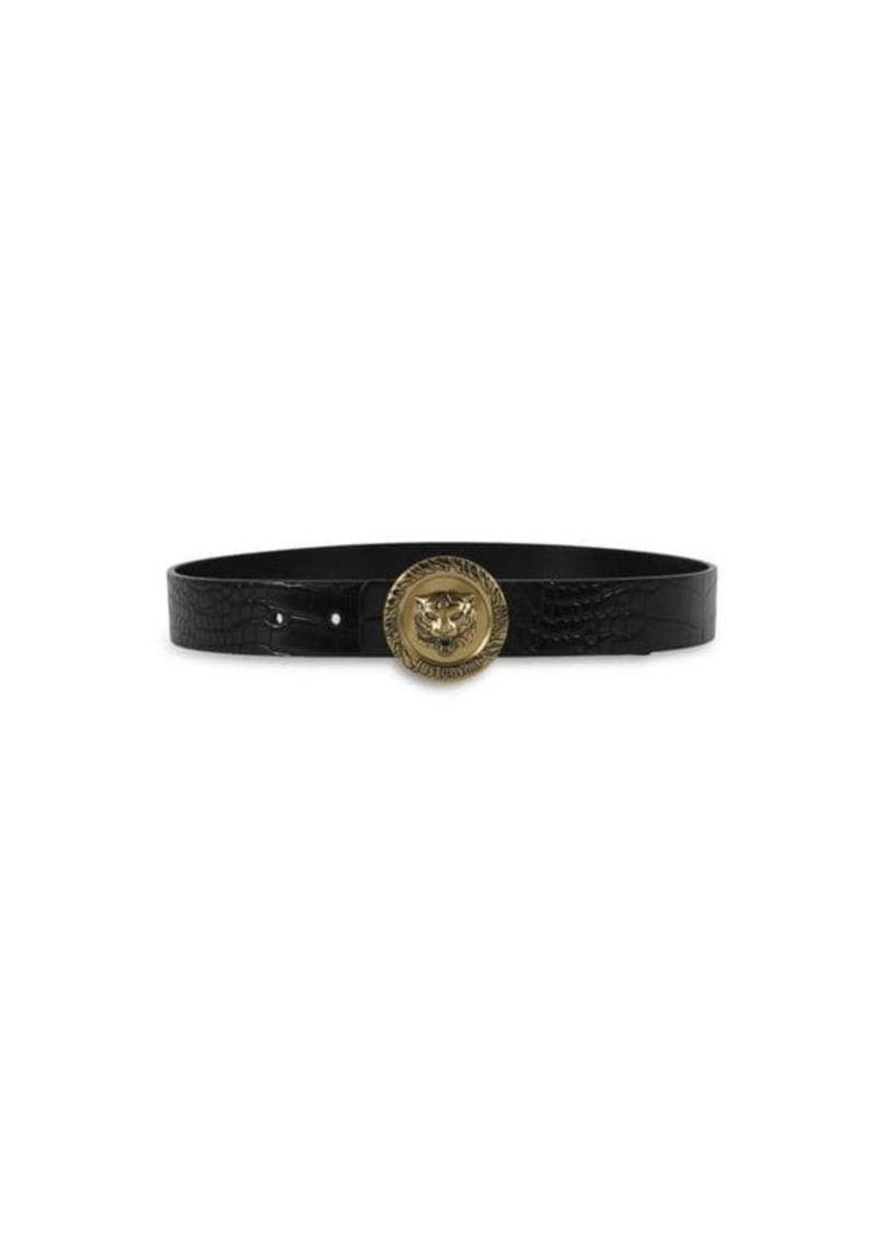 Just Cavalli Tiger Round Croc Embossed Logo Belt