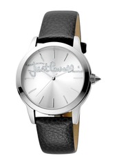 Just Cavalli Women's Logo Embossed Leather Strap Watch, 36mm