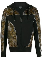 Just Cavalli zipped leopard print detailed hoodie