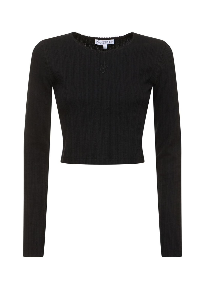JW Anderson Anchor Embroidery Cropped L/s Top