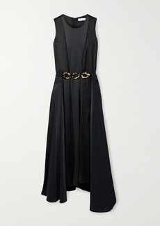 JW Anderson Asymmetric Chain-embellished Paneled Satin Maxi Dress