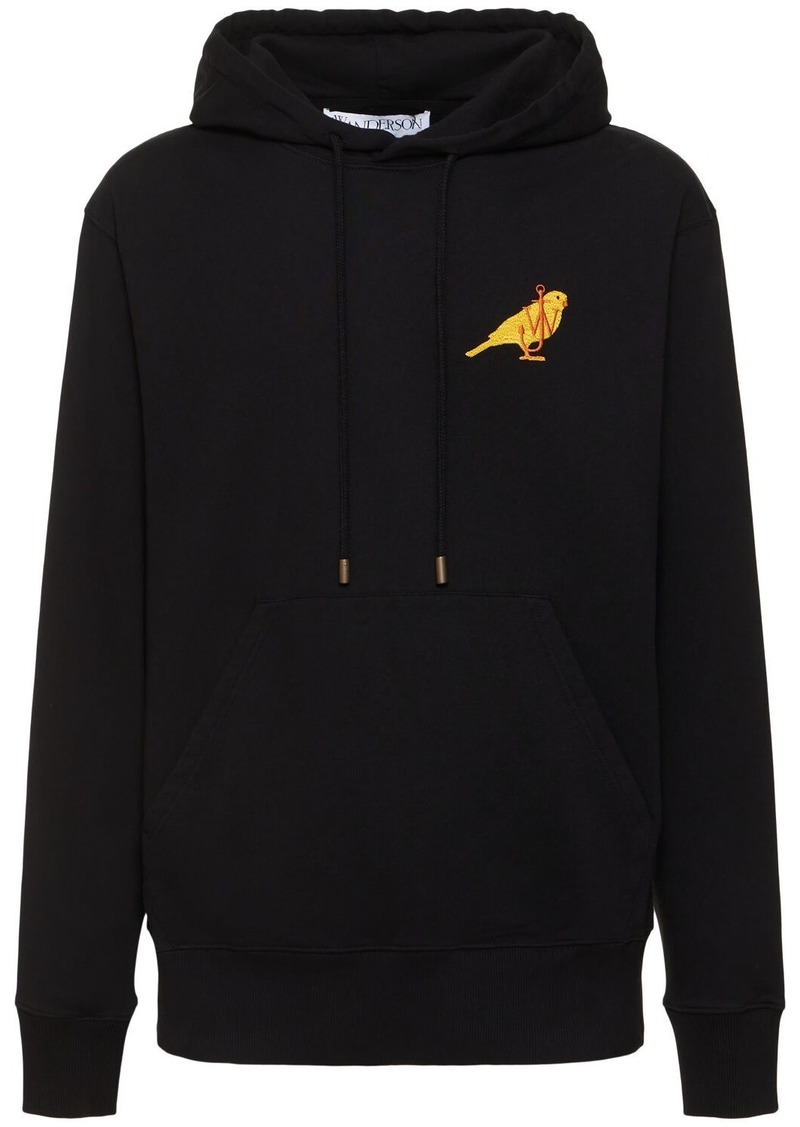 JW Anderson Canary Embroidered Cotton Hoodie