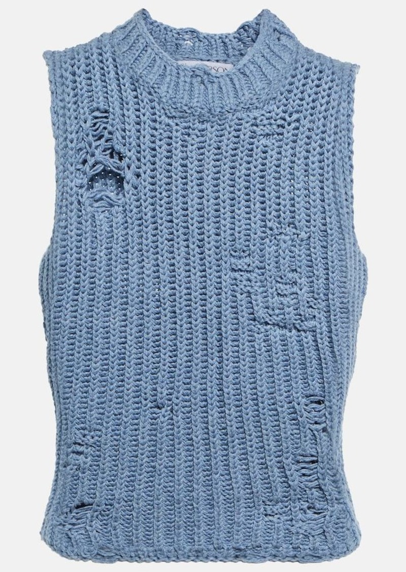 JW Anderson Distressed ribbed-knit sweater vest