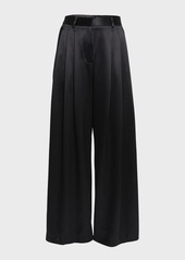 JW Anderson Double-Pleated Wide-Leg Satin Trousers