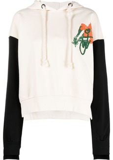 JW Anderson floral-embroidered contrast-sleeve hoodie
