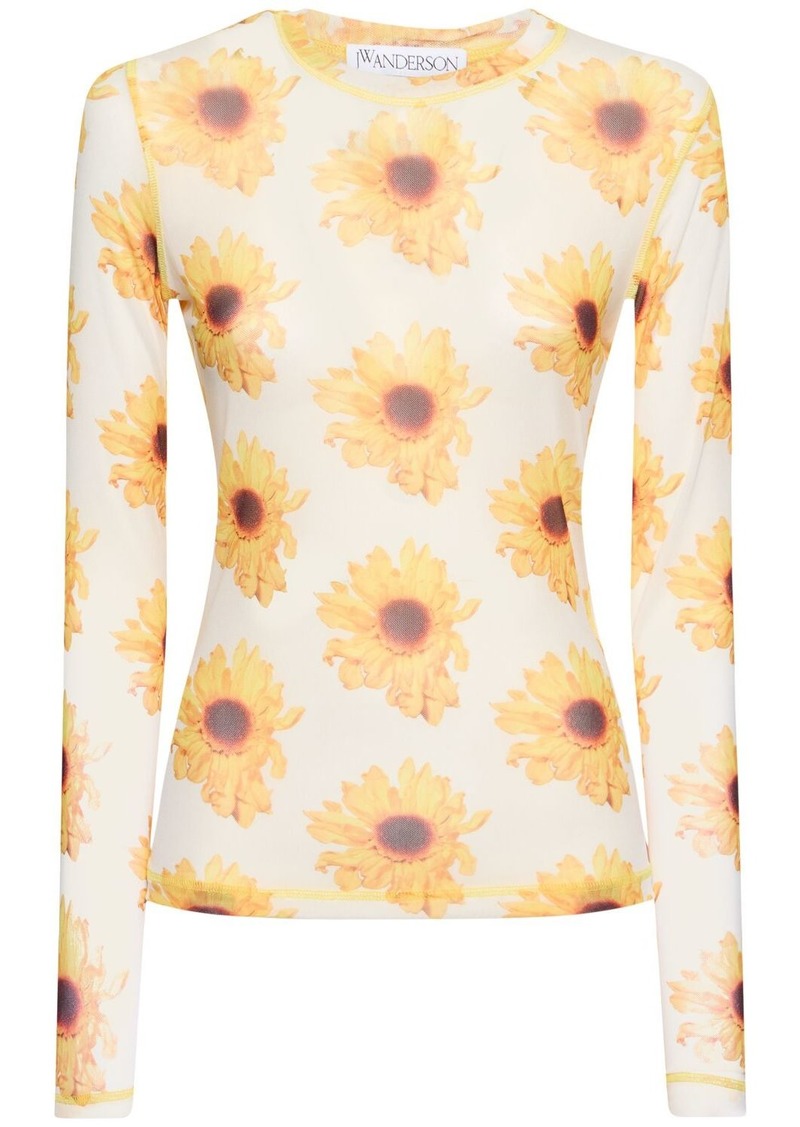 JW Anderson Flower Print Mesh Top