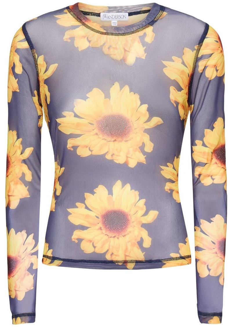 JW Anderson Flower Print Mesh Top