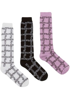 JW Anderson intarsia-knit logo socks (pack of three)