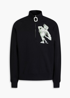 JW Anderson - Appliquéd French cotton-terry half-zip sweatshirt - Black - XS