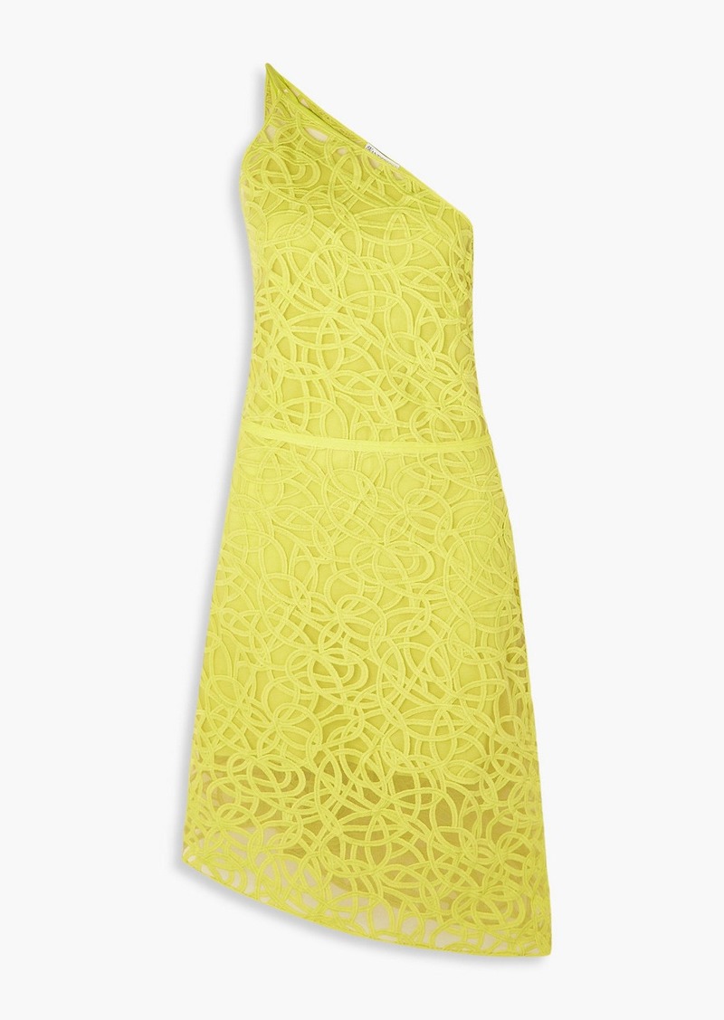 JW Anderson - Asymmetric one-shoulder embroidered tulle dress - Yellow - UK 6