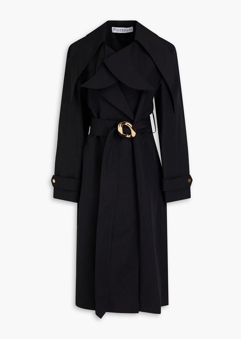 JW Anderson - Belted cotton-blend faille trench coat - Black - UK 6