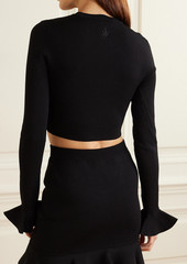 JW Anderson - Cropped ruffled knitted sweater - Black - S