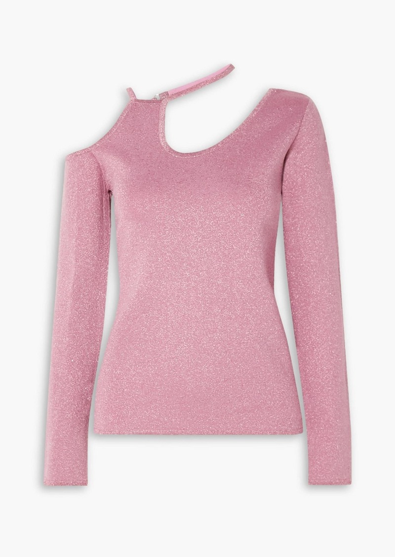 JW Anderson - Cutout metallic stretch-knit top - Pink - XXS