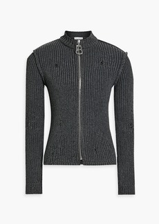 JW Anderson - Distressed ribbed cotton-blend zip-up cardigan - Gray - M